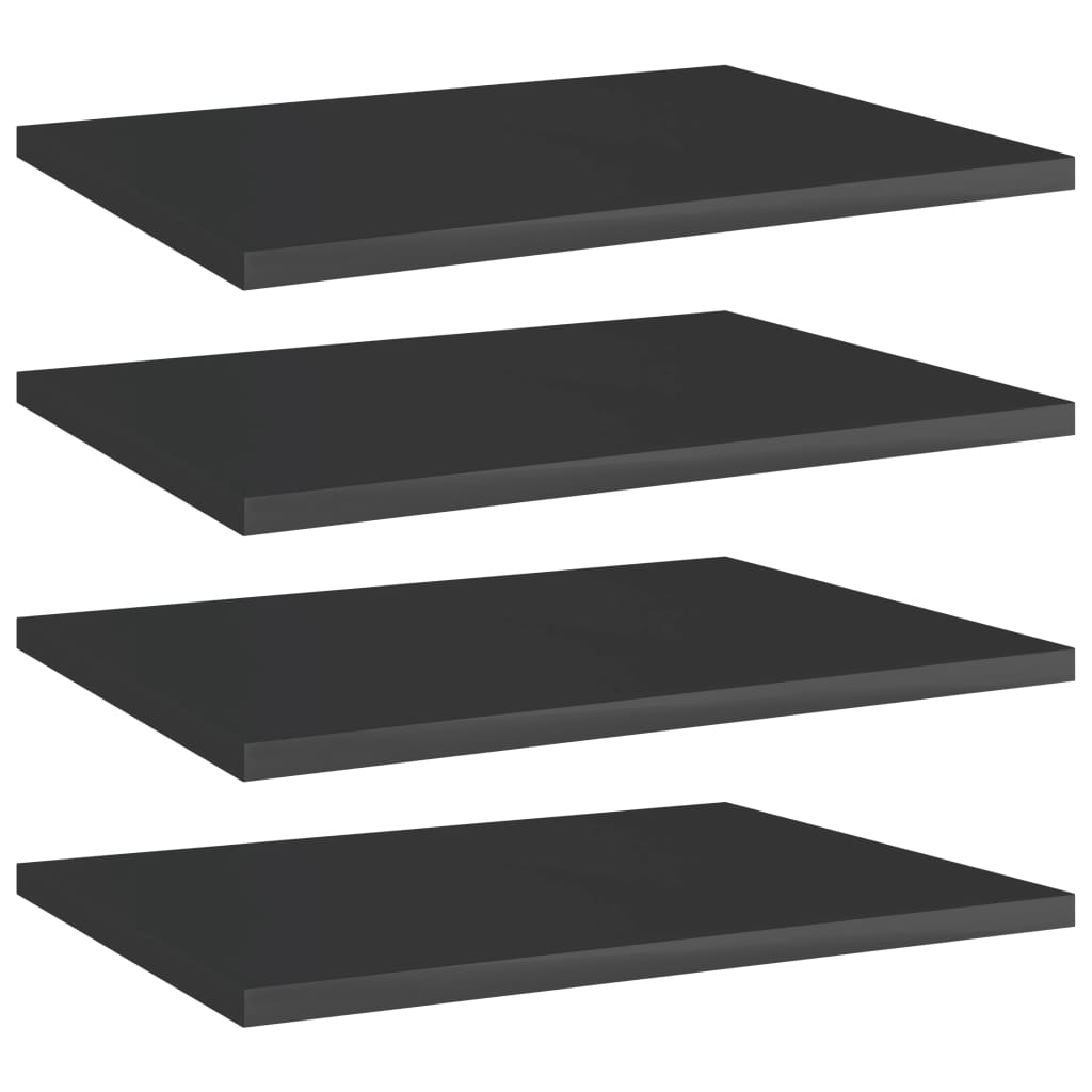 NNEVL Bookshelf Boards 4 pcs High Gloss Black 40x30x1.5 cm Chipboard